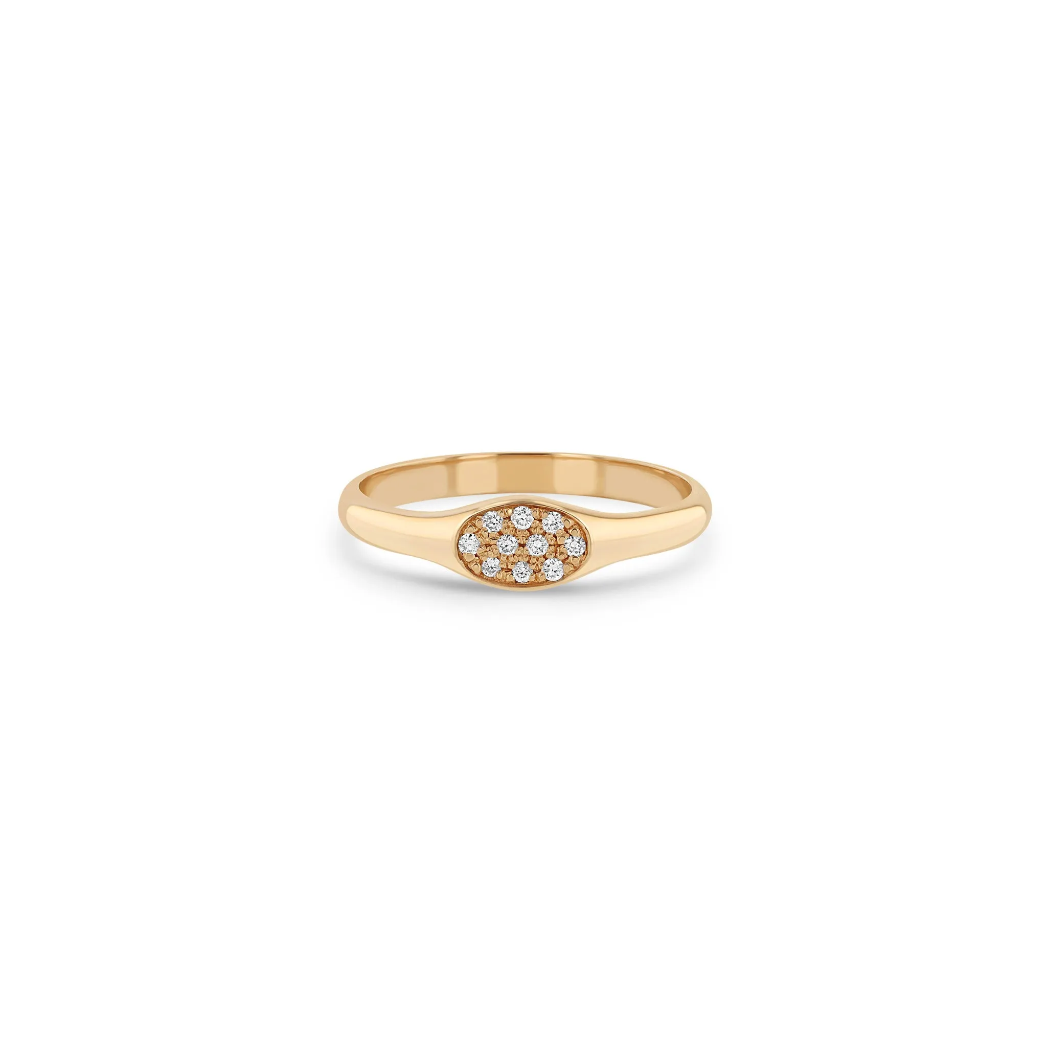 14k Pavé Diamond Oval Signet Ring sold by Zoe Chicco product image thumbnail 5