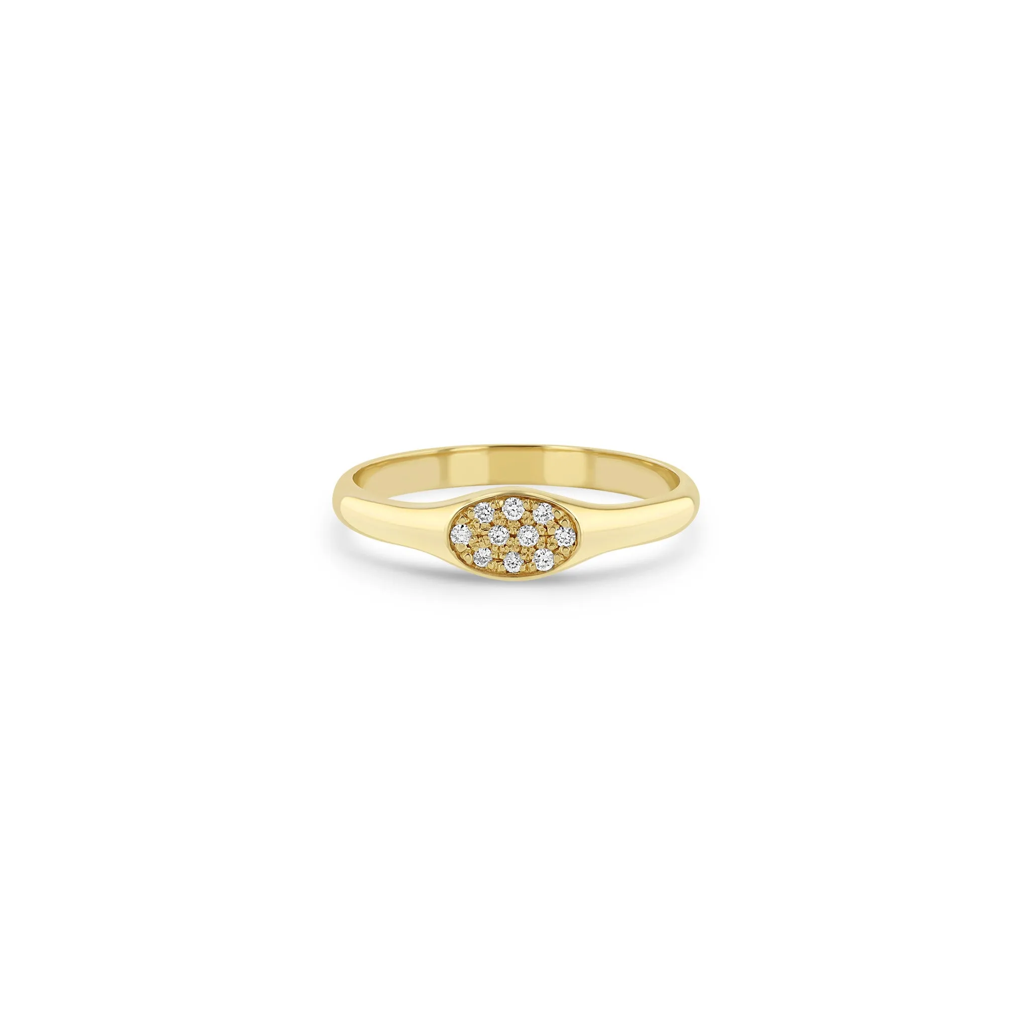 14k Pavé Diamond Oval Signet Ring sold by Zoe Chicco