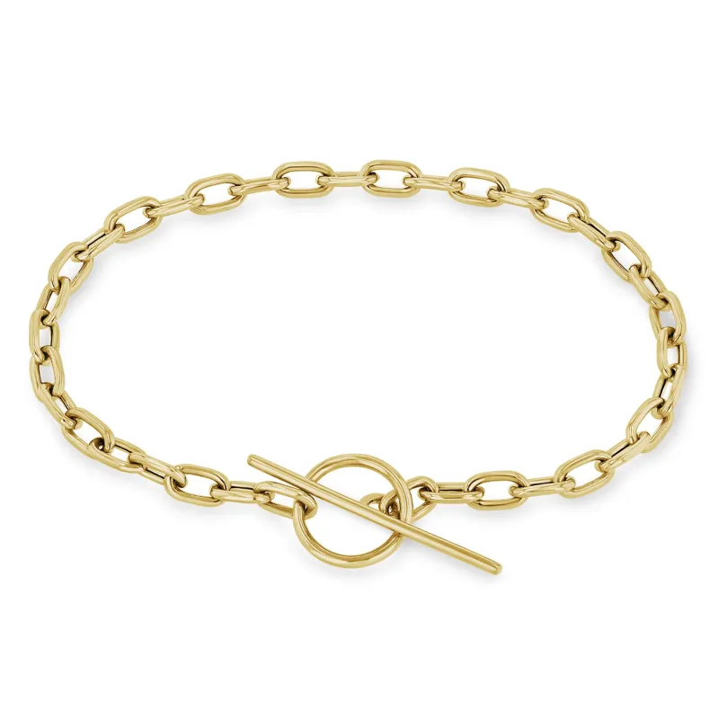 14k Medium Square Oval Link Chain Toggle Bracelet sold by Zoe Chicco