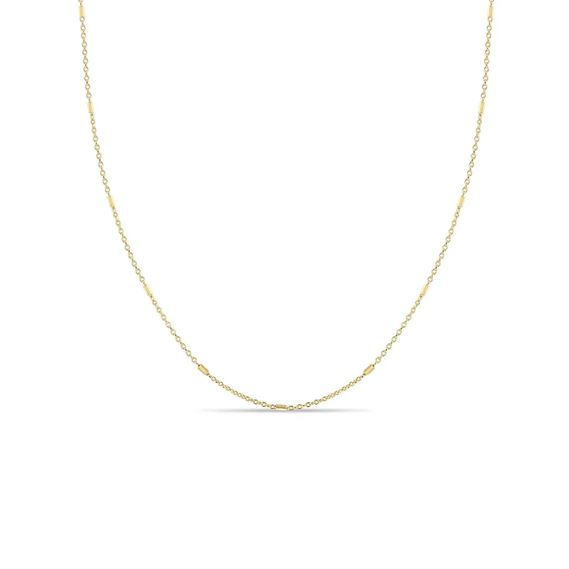 14k Tiny Bar and Cable Chain Necklace sold by Zoe Chicco