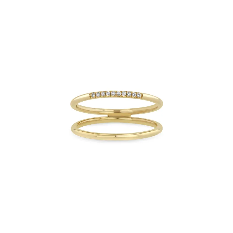 14k 10 Pavé Diamond Split Double Band Ring - SALE sold by Zoe Chicco