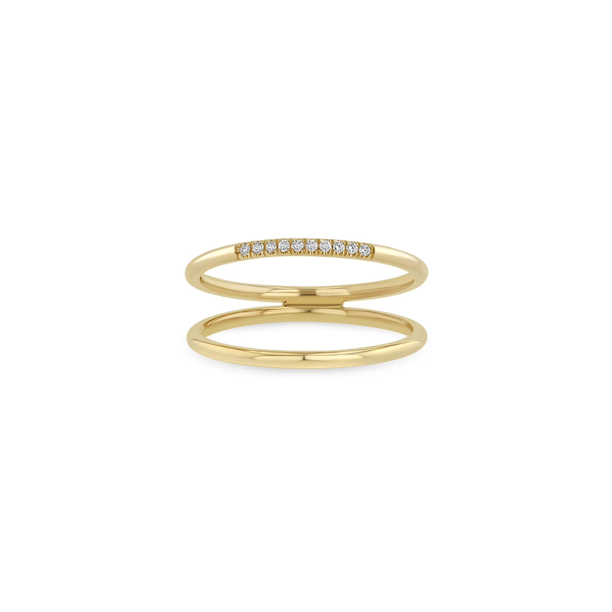 14k 10 Pavé Diamond Split Double Band Ring - SALE sold by Zoe Chicco