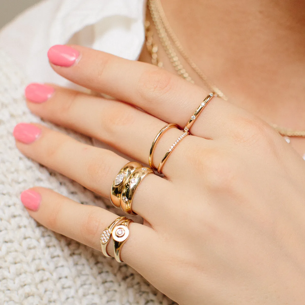 14k 10 Pavé Diamond Split Double Band Ring - SALE sold by Zoe Chicco product image thumbnail 3