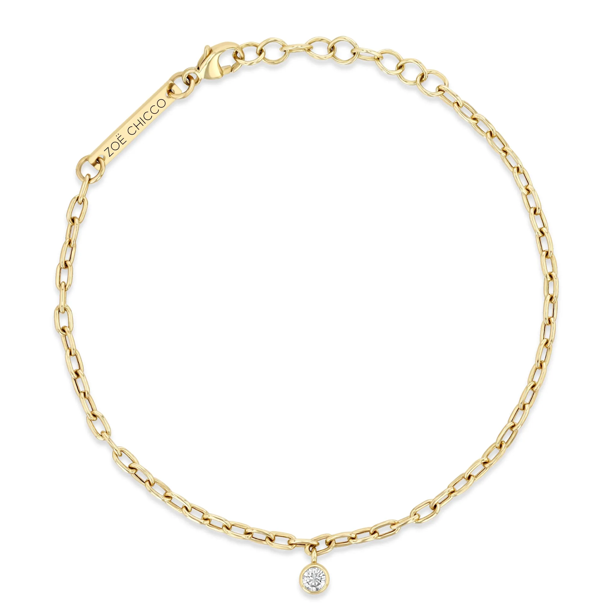 14k Small Square Oval Chain Diamond Bezel Bracelet sold by Zoe Chicco product image thumbnail 2