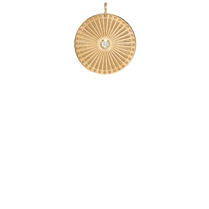 14k small sunbeam medallion disc charm sold by Zoe Chicco product image thumbnail 2