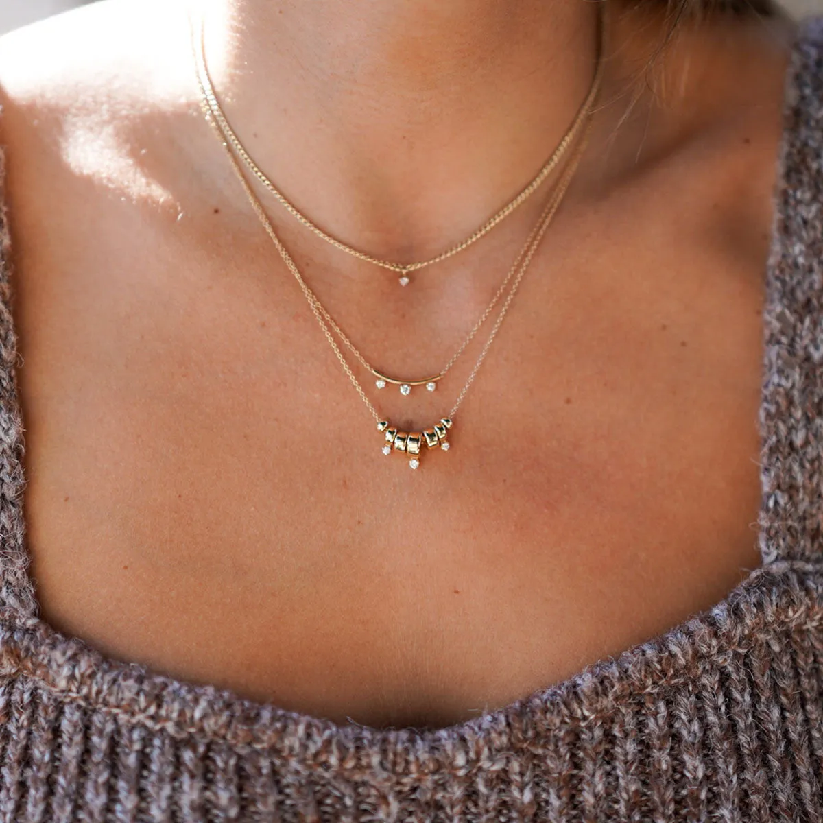 14k Prong Diamond Extra Small Curb Chain Necklace sold by Zoe Chicco product image thumbnail 3