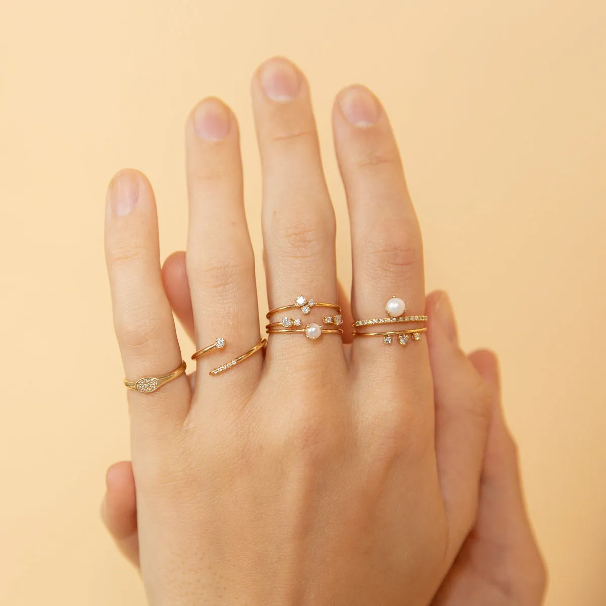 14k Prong & Pavé Diamond Bypass Ring sold by Zoe Chicco product image thumbnail 3