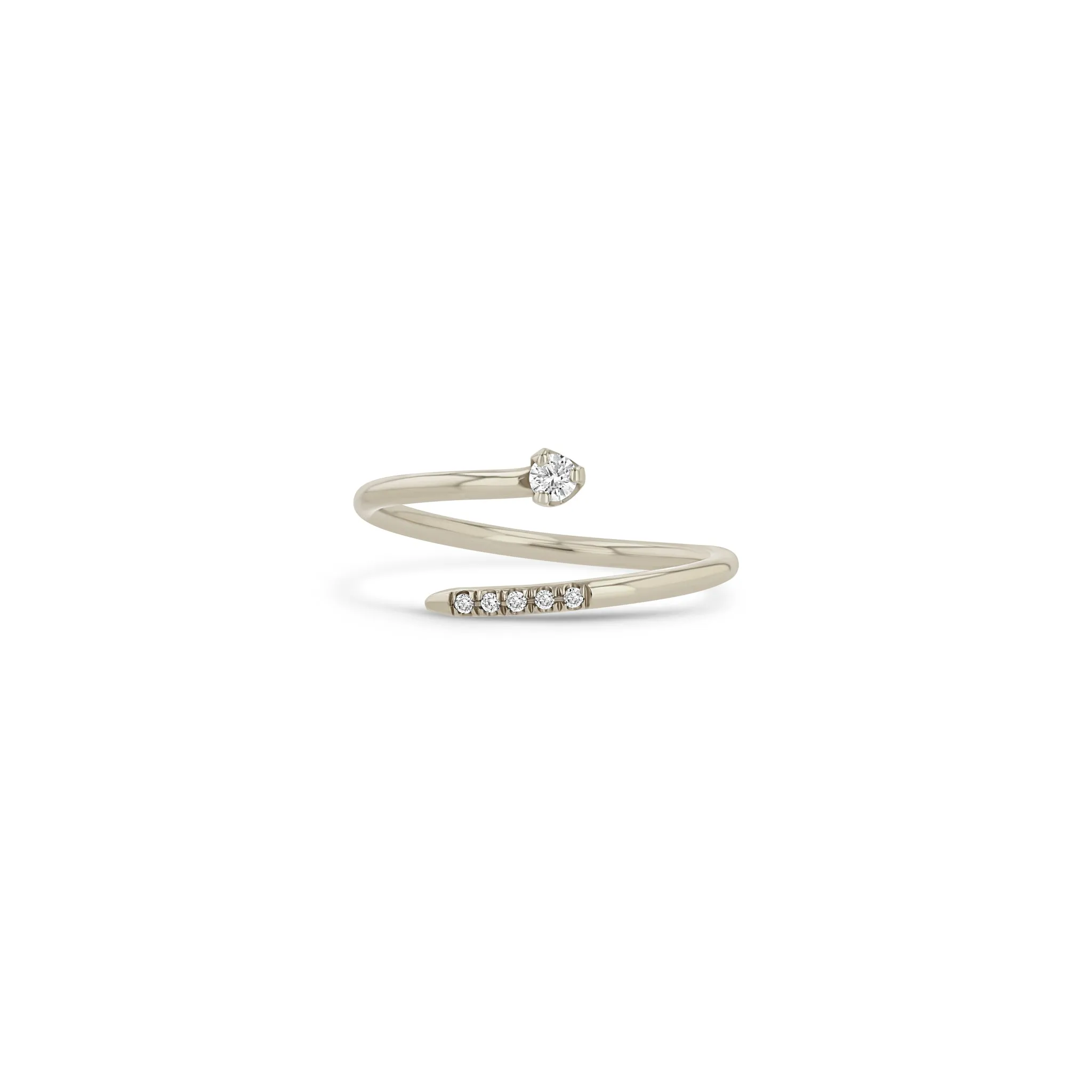 14k Prong & Pavé Diamond Bypass Ring sold by Zoe Chicco product image thumbnail 5