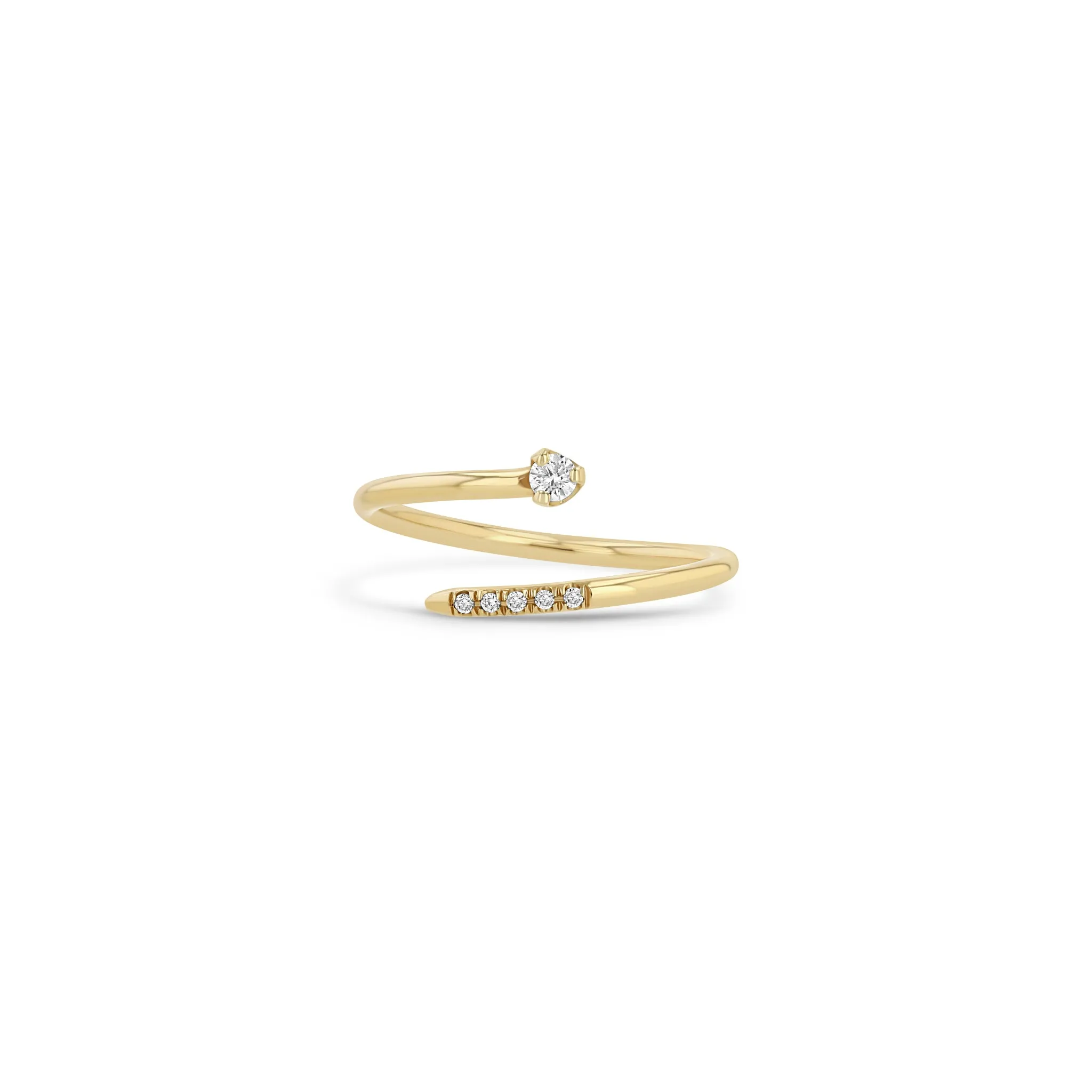 14k Prong & Pavé Diamond Bypass Ring sold by Zoe Chicco