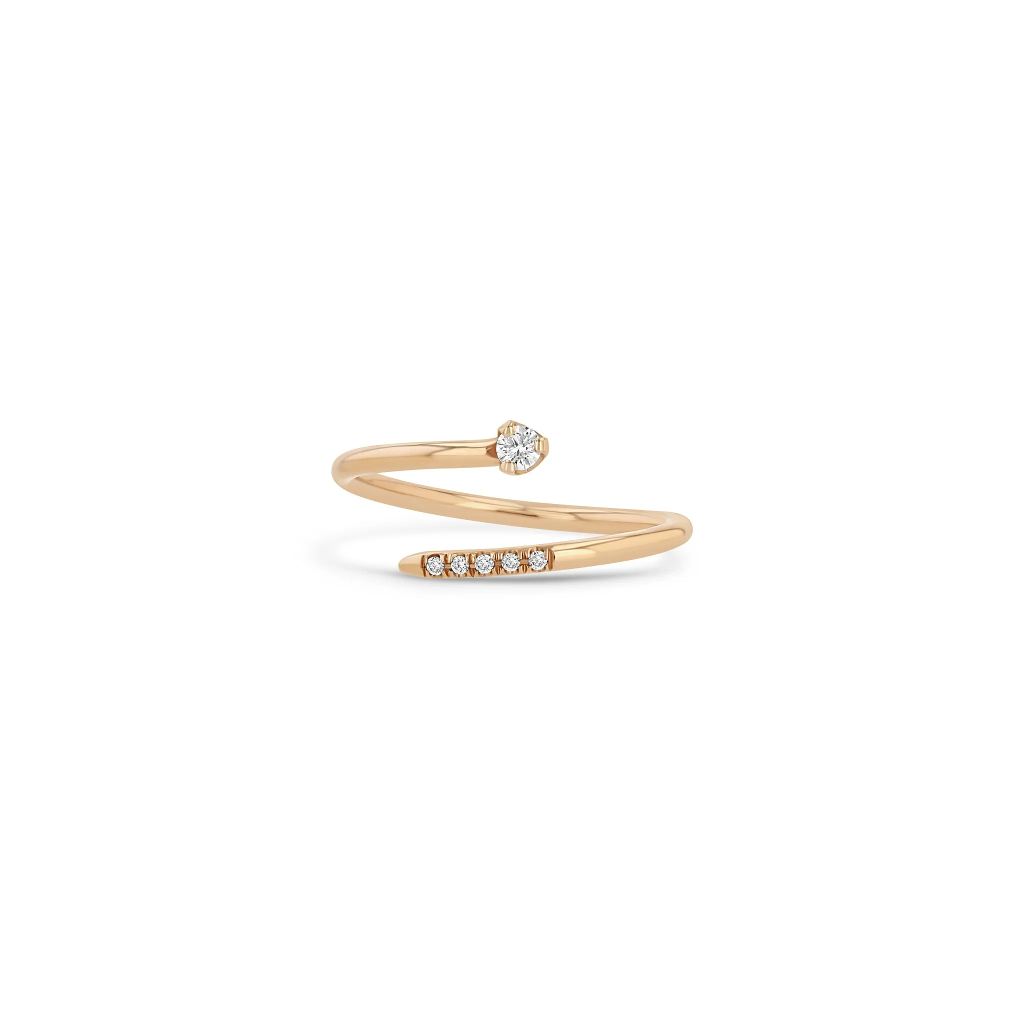 14k Prong & Pavé Diamond Bypass Ring sold by Zoe Chicco product image thumbnail 4