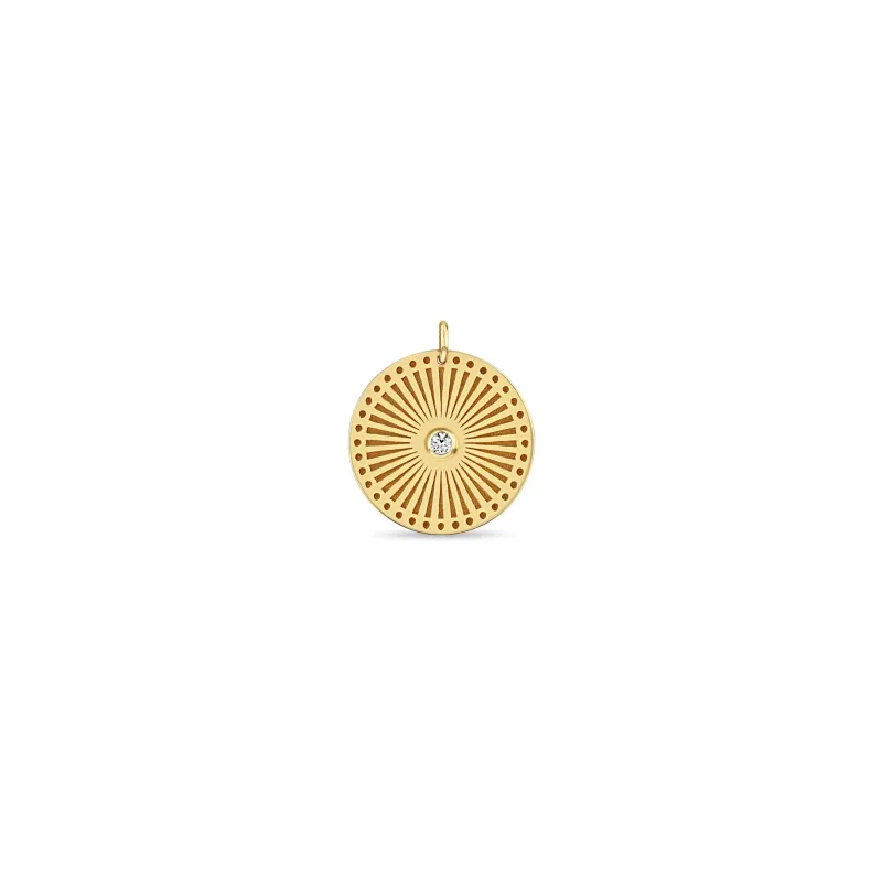 14k Single Medium Sunbeam Medallion Disc Charm sold by Zoe Chicco