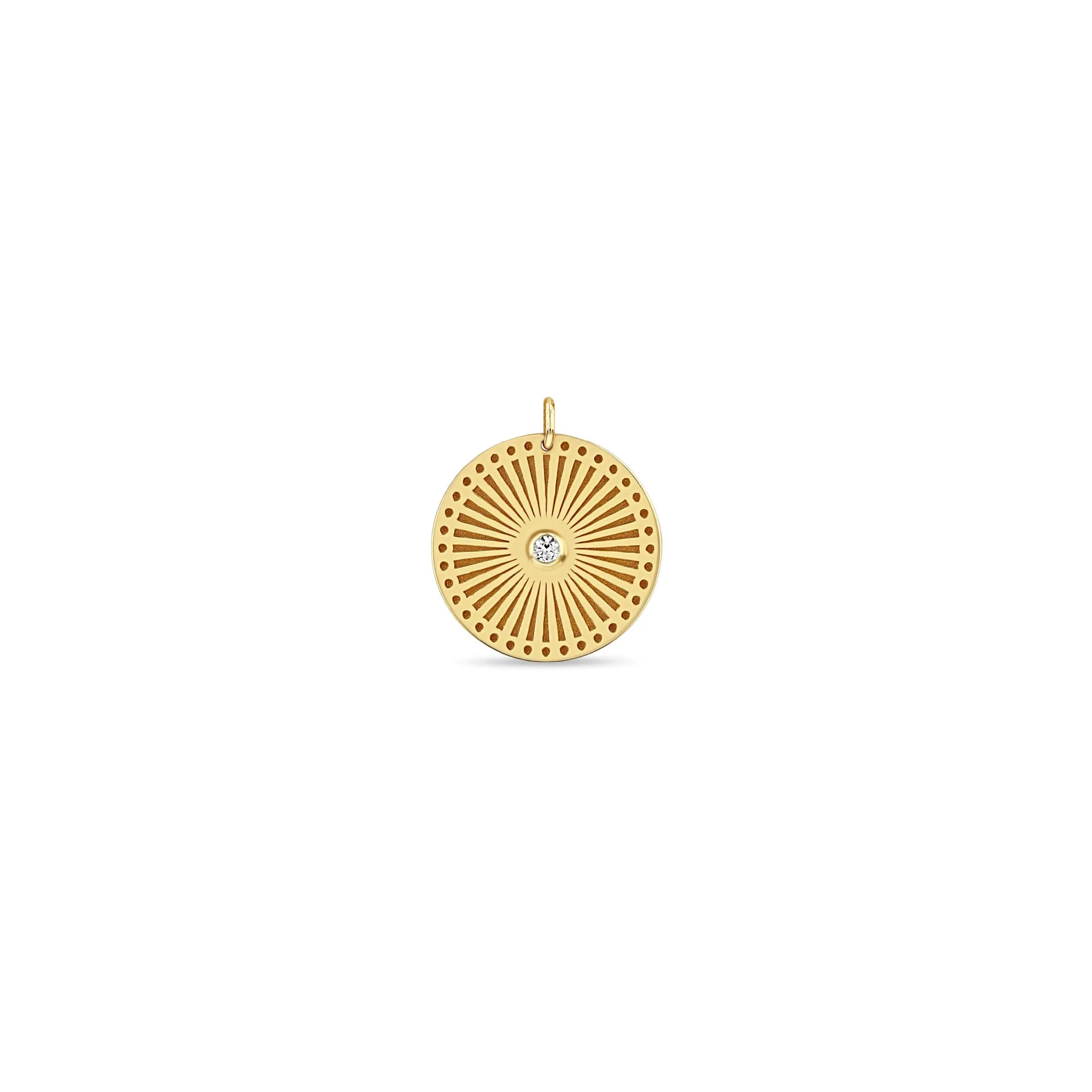 14k Single Medium Sunbeam Medallion Disc Charm sold by Zoe Chicco