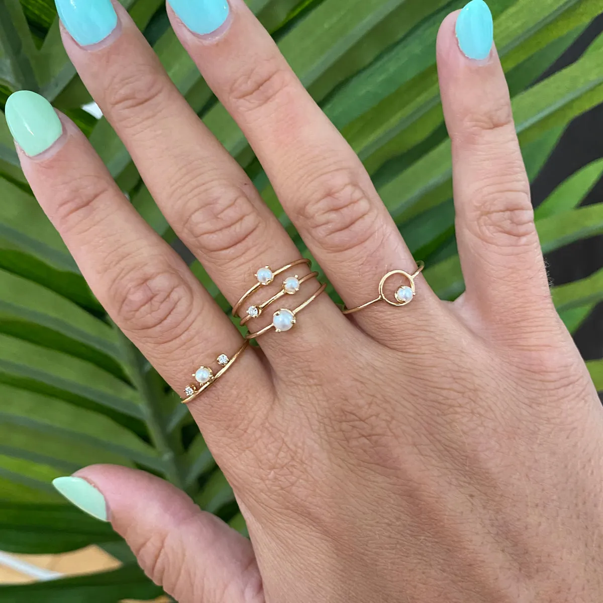 14k Single Prong Pearl Ring | June Birthstone sold by Zoe Chicco product image thumbnail 3