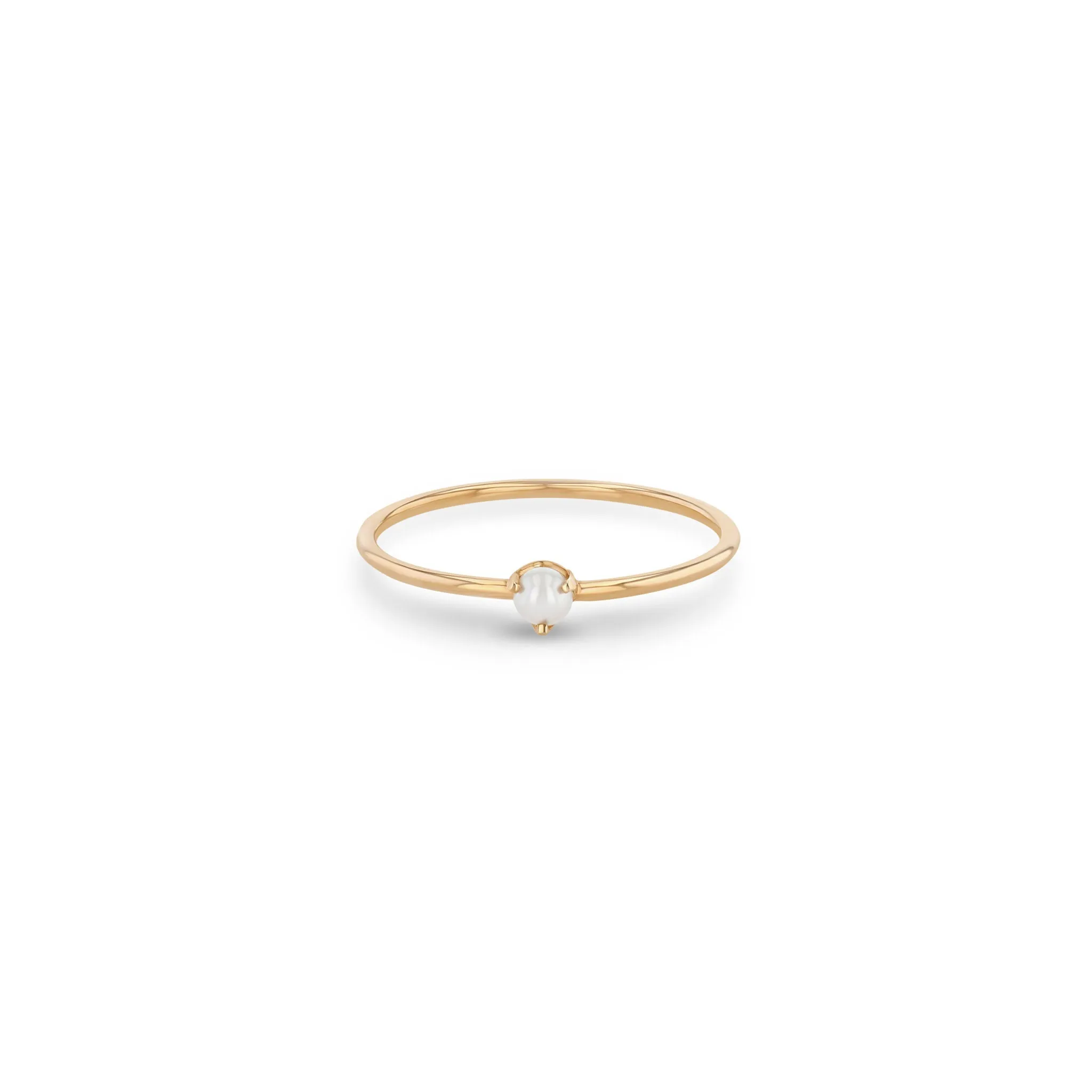 14k Single Prong Pearl Ring | June Birthstone sold by Zoe Chicco product image thumbnail 4