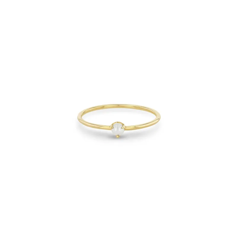 14k Single Prong Pearl Ring | June Birthstone sold by Zoe Chicco