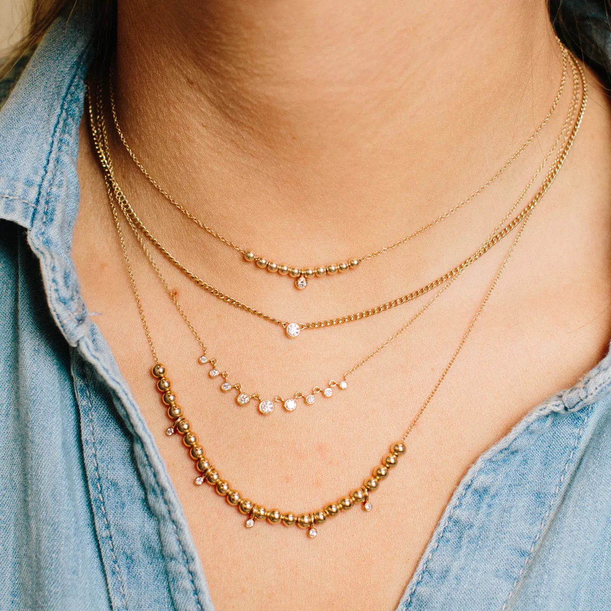 14k Diamond Bezel XS Curb Chain Necklace sold by Zoe Chicco product image thumbnail 3