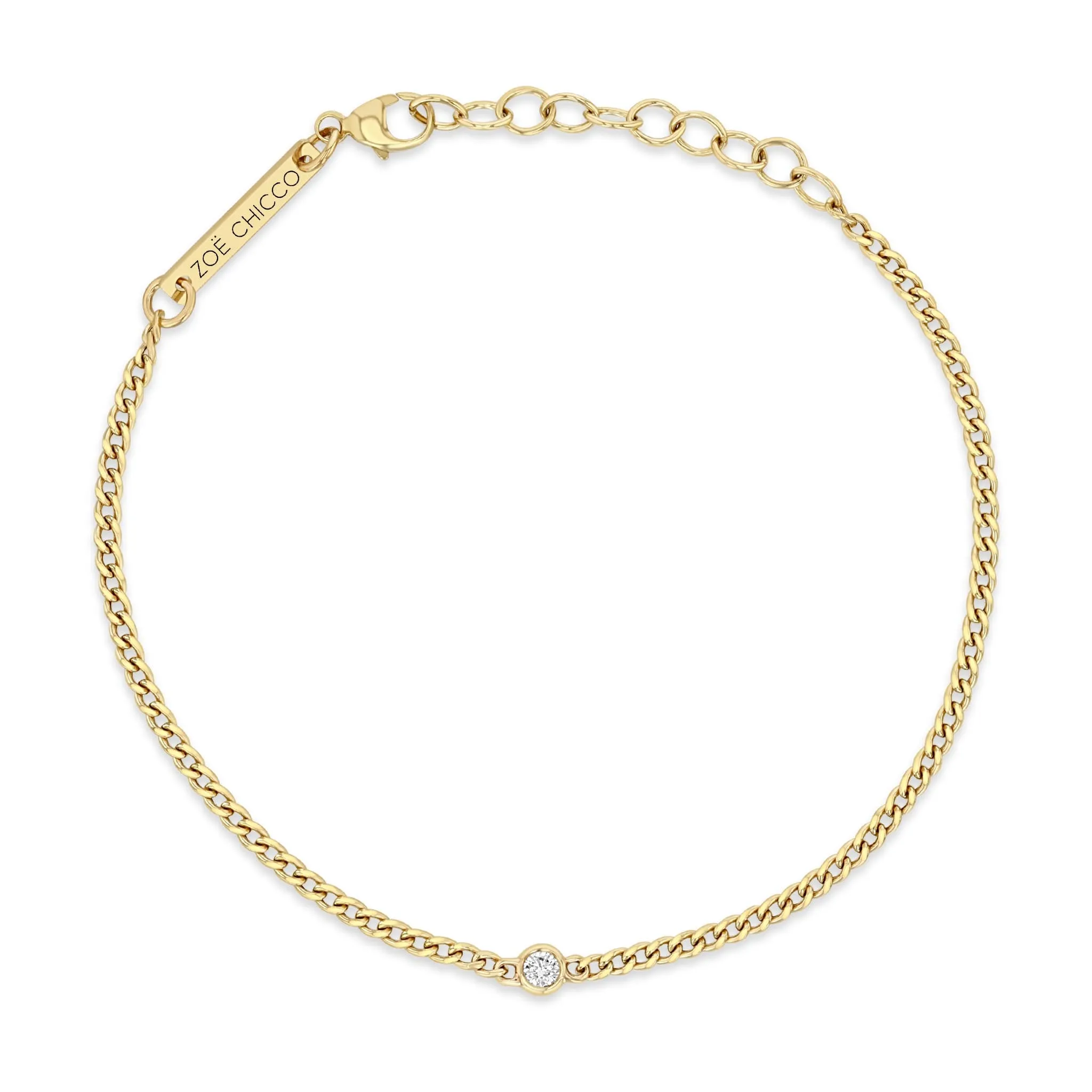 14k Extra Small Curb Chain Bracelet with Floating Diamond sold by Zoe Chicco product image thumbnail 5