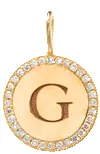 14k Medium Initial with Diamond Halo Disc Charm Pendant sold by Zoe Chicco product image thumbnail 4