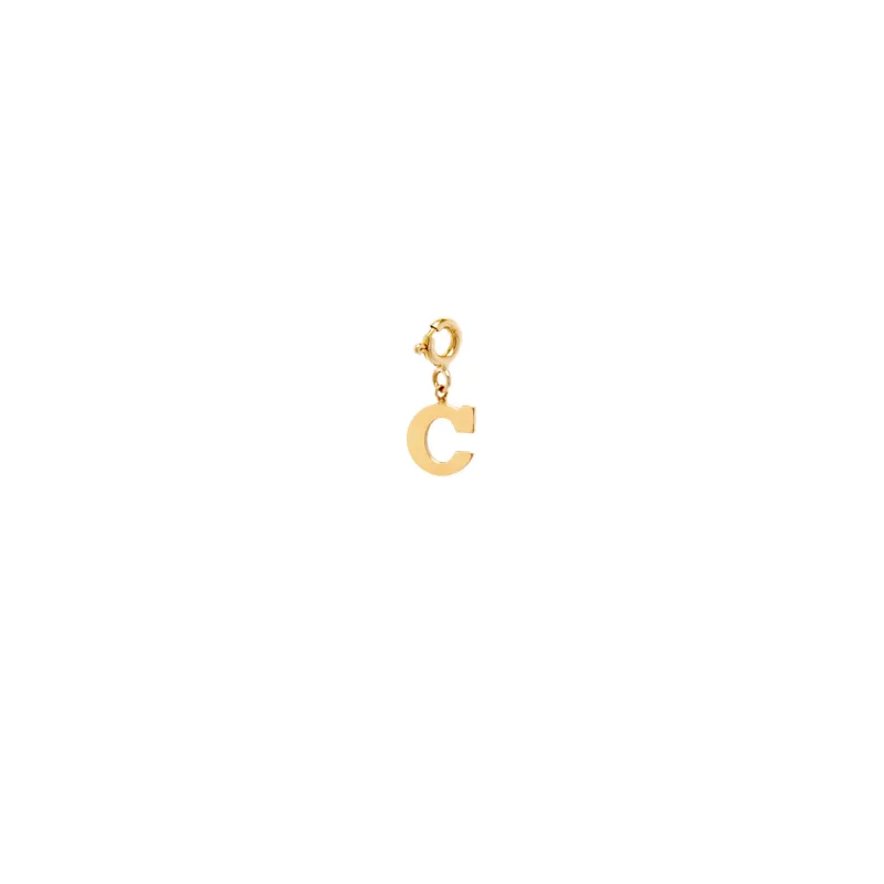 14k Large Initial Letter Charm Pendant on Spring Ring sold by Zoe Chicco