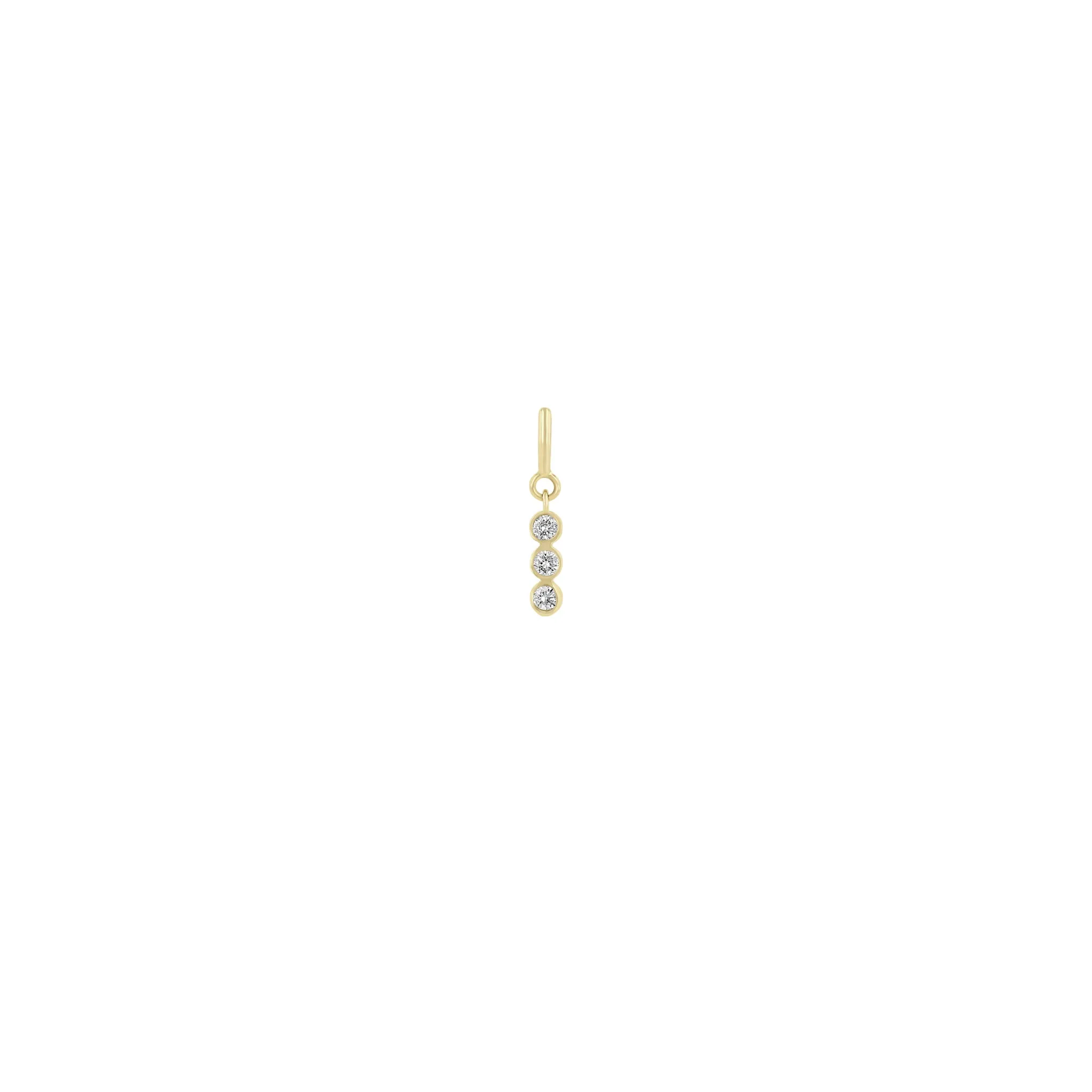 14k 3 Vertical Diamond Bezel Charm Pendant with Spring Ring sold by Zoe Chicco