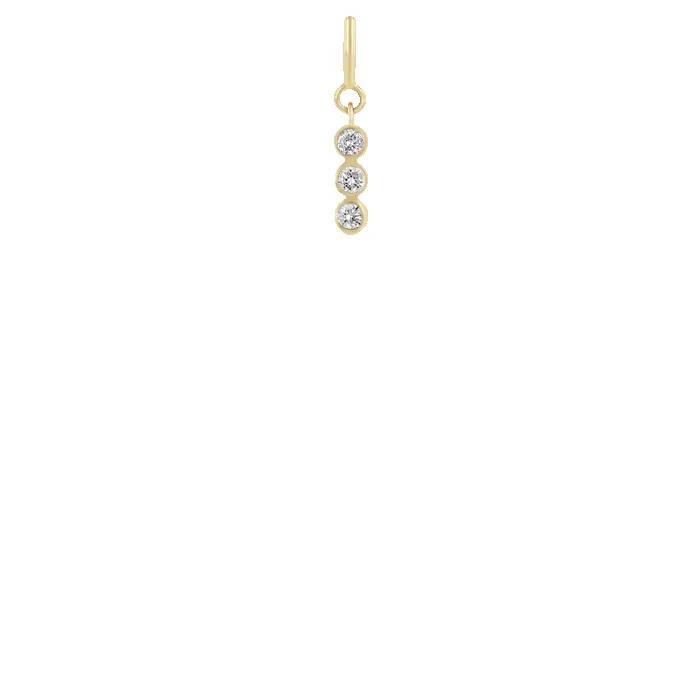 14k 3 Vertical Diamond Bezel Charm Pendant with Spring Ring sold by Zoe Chicco product image thumbnail 2