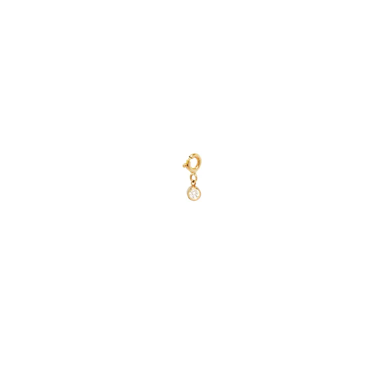 14k small white diamond charm pendant with spring ring sold by Zoe Chicco
