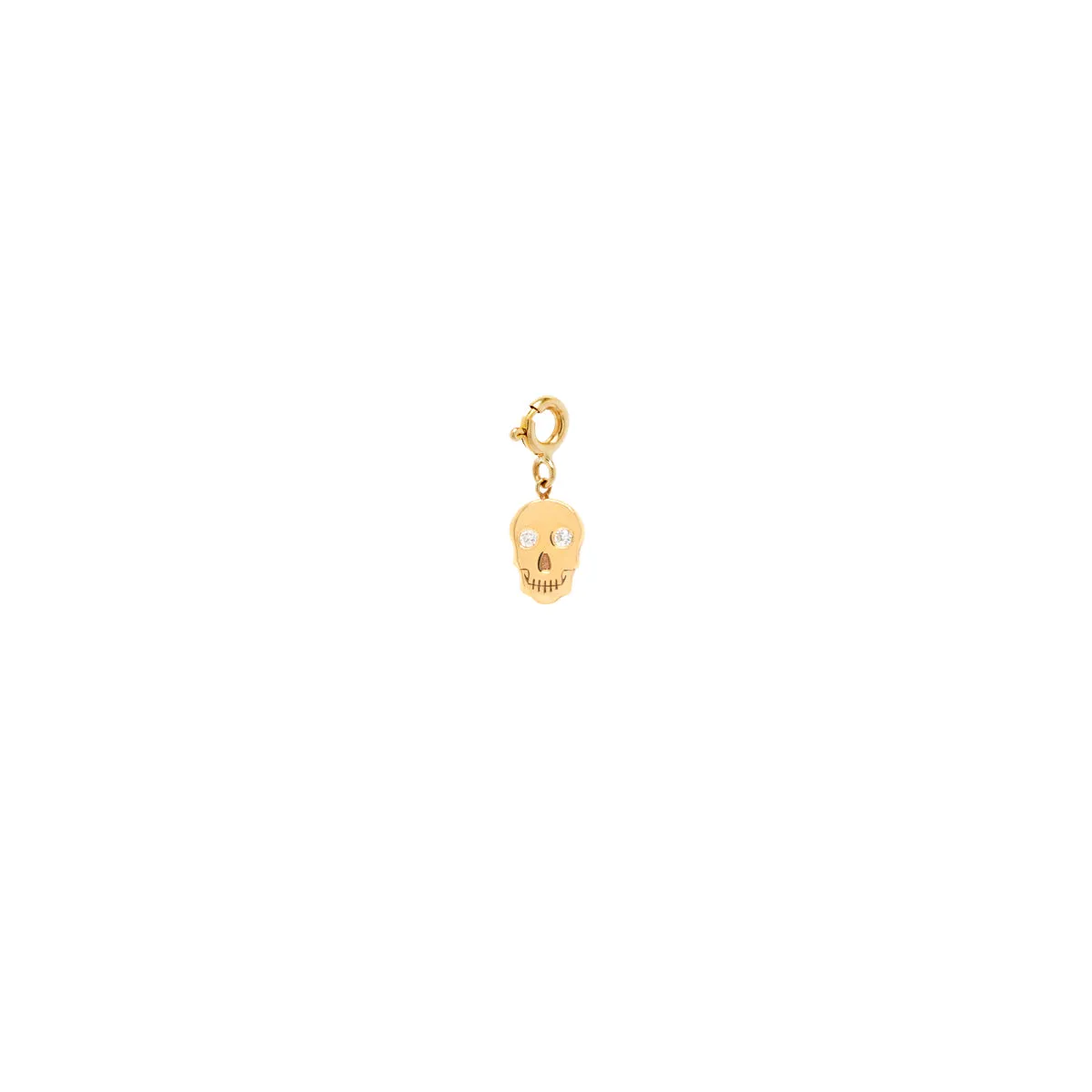 14k midi bitty diamond eye skull charm on spring ring sold by Zoe Chicco