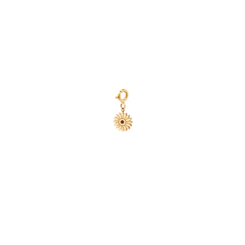 14k midi bitty flower charm pendant on spring ring sold by Zoe Chicco