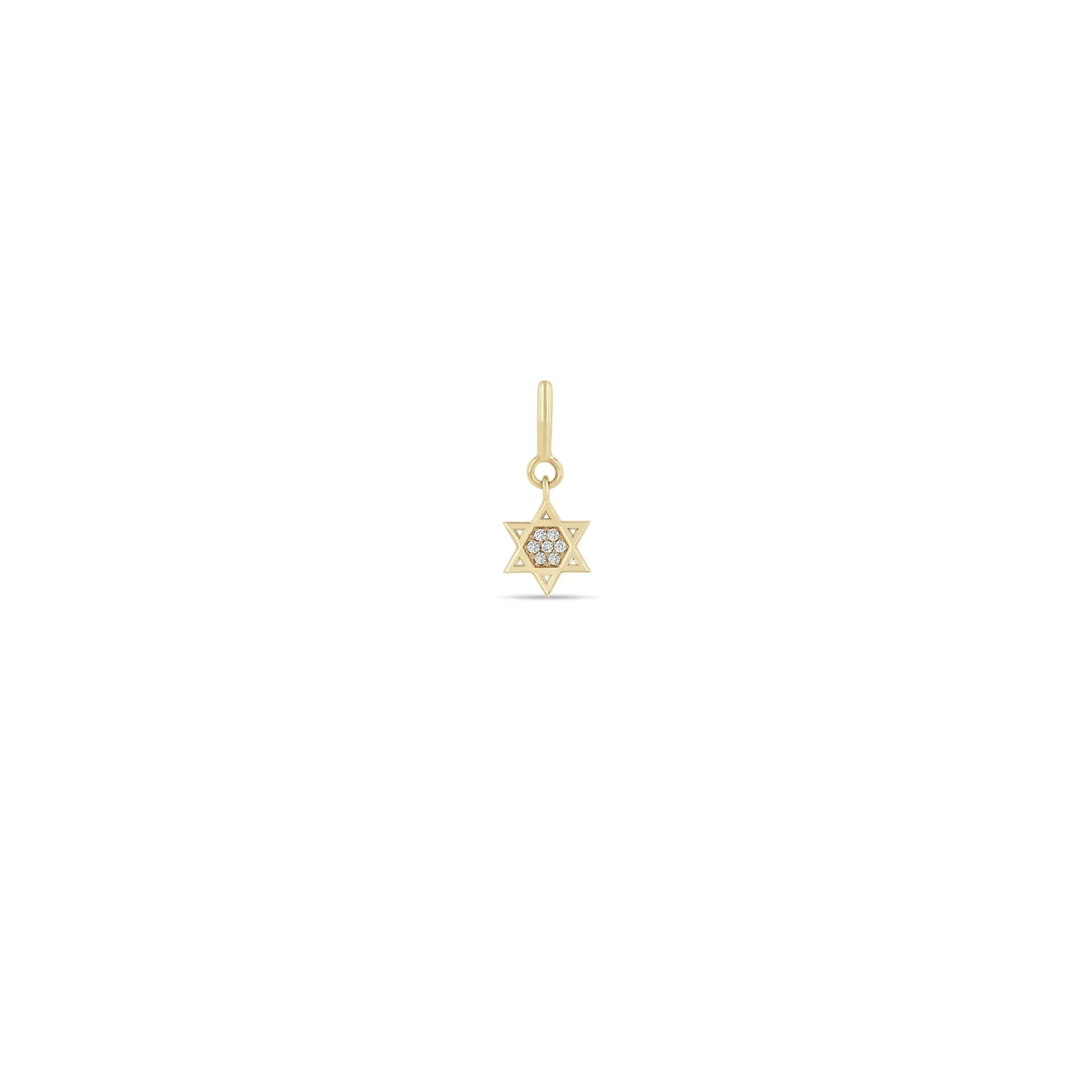 14k Midi Bitty Pavé Diamond Star of David Charm with Spring Ring sold by Zoe Chicco