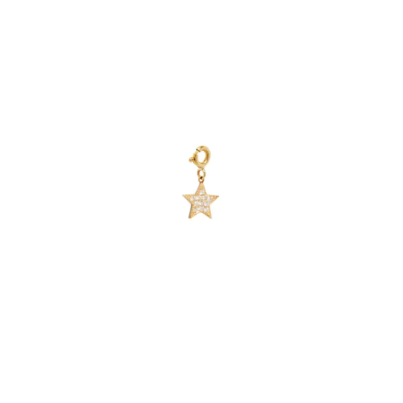 14k midi bitty pave diamond star charm pendant with spring ring sold by Zoe Chicco