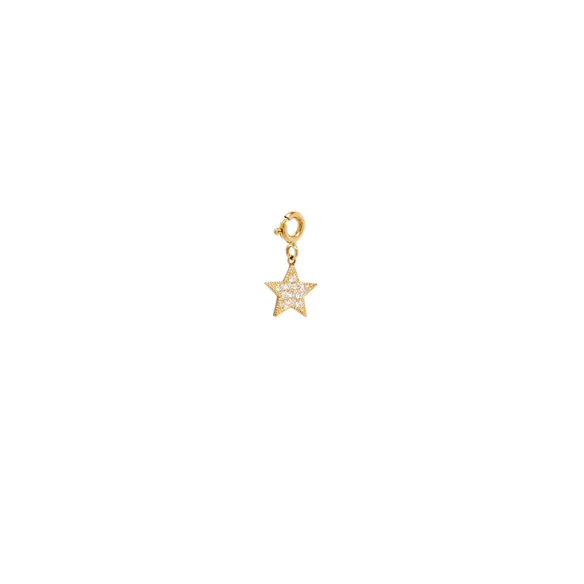 14k midi bitty pave diamond star charm pendant with spring ring sold by Zoe Chicco