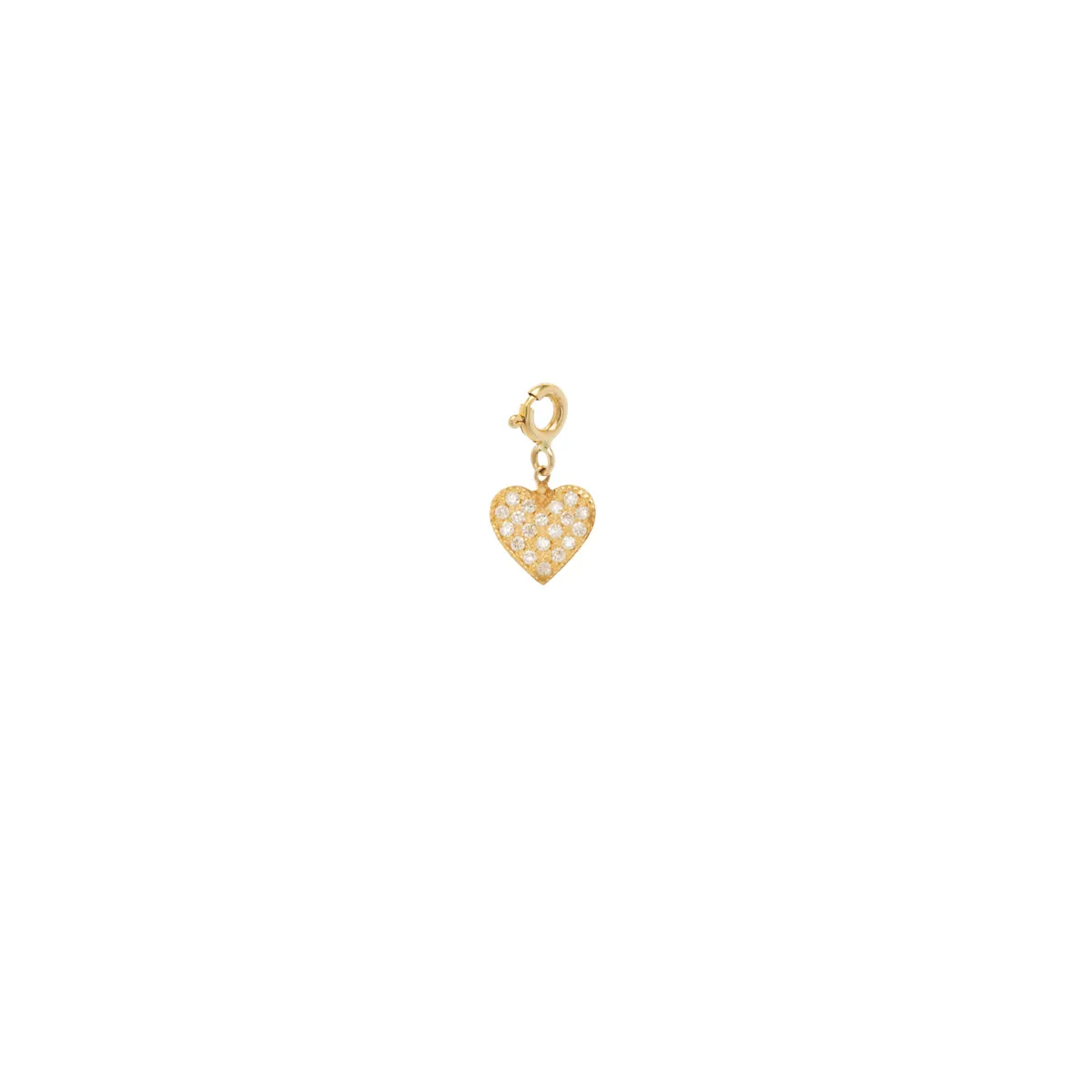 14k midi bitty pave heart pendant with spring ring sold by Zoe Chicco
