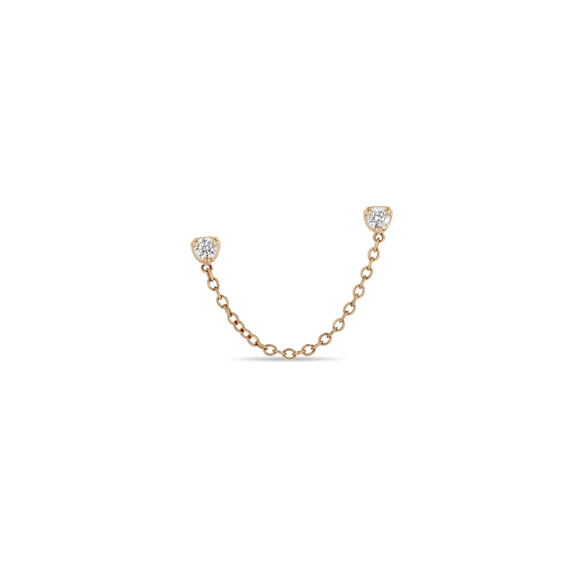 14k Prong Diamond Double Stud Chain Earring sold by Zoe Chicco product image thumbnail 3