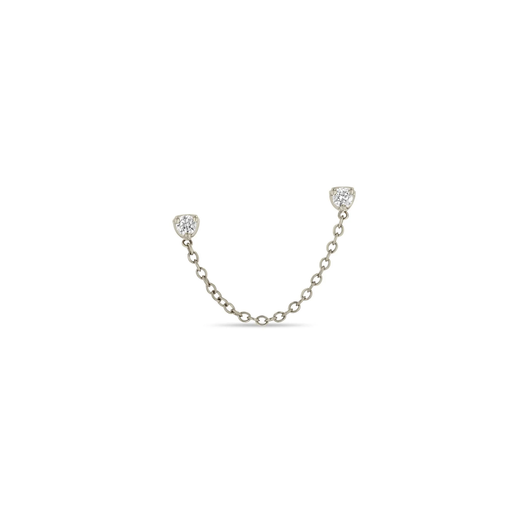 14k Prong Diamond Double Stud Chain Earring sold by Zoe Chicco product image thumbnail 4