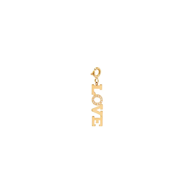 14k Pavé Diamond 4 Letter Charm Pendant on Spring Ring sold by Zoe Chicco