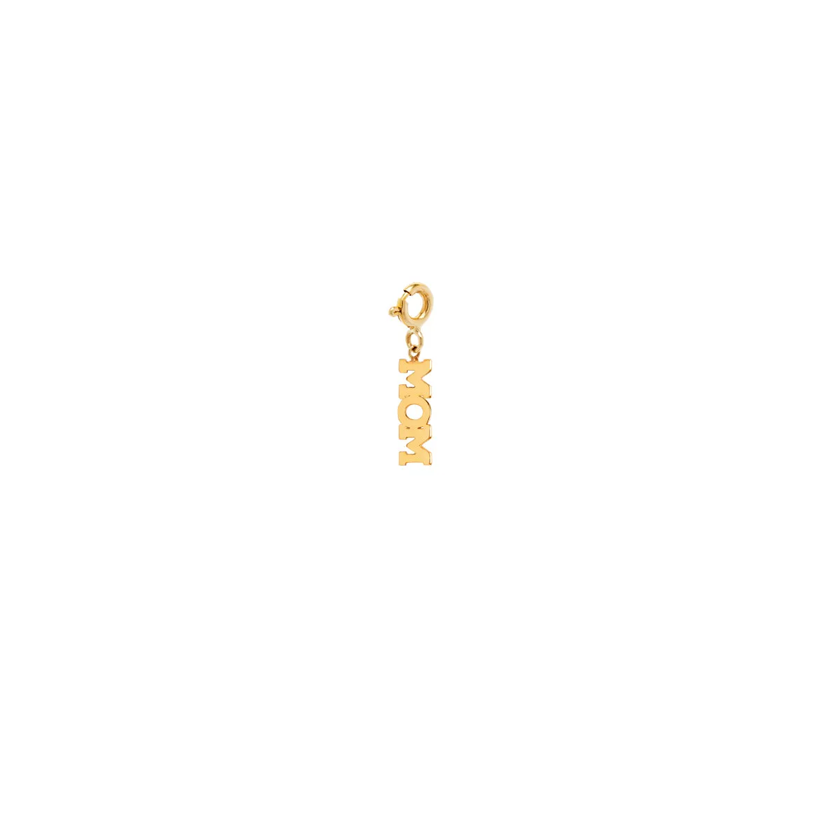 14k tiny MOM charm pendant sold by Zoe Chicco