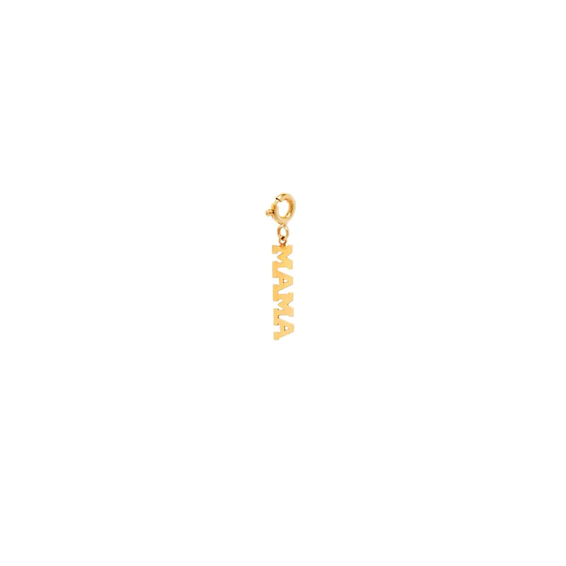 14k tiny MAMA charm pendant with spring ring sold by Zoe Chicco