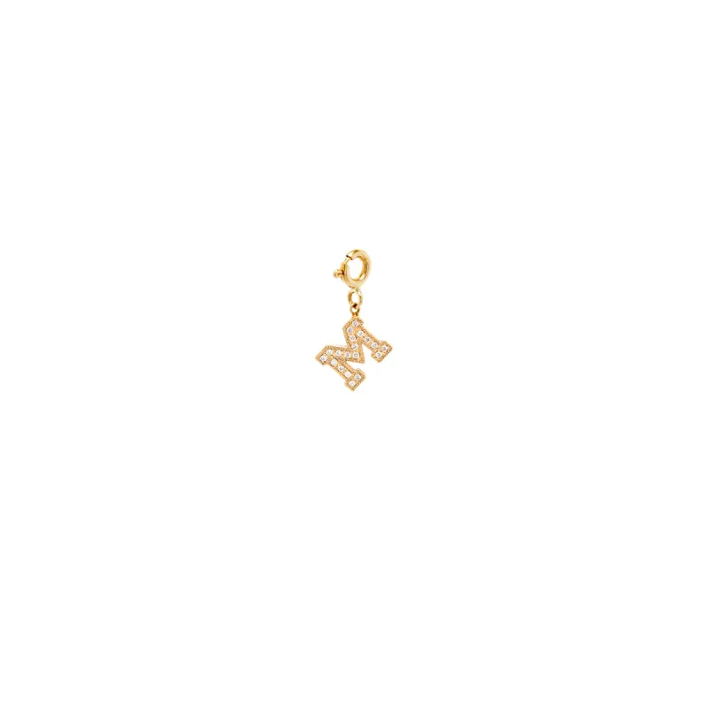 14k Pavé Diamond Large Initial Letter Charm Pendant on Spring Ring sold by Zoe Chicco