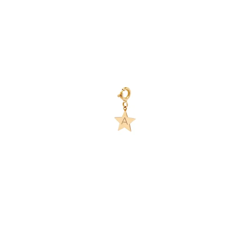14k Medium Initial Star Charm Pendant on Spring Ring sold by Zoe Chicco