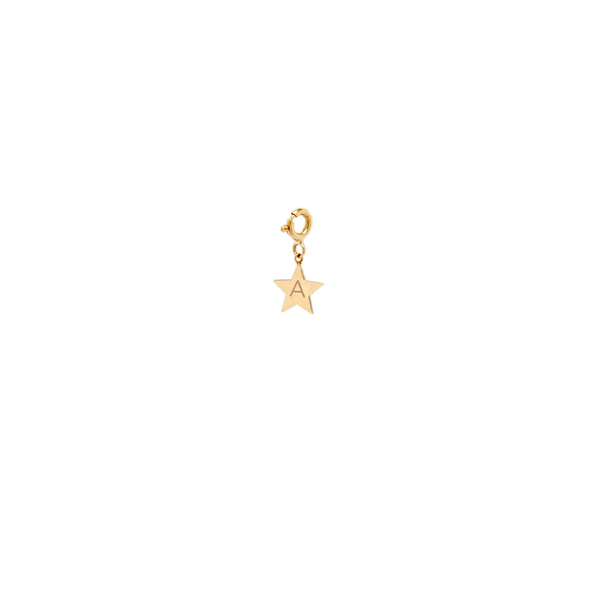 14k Medium Initial Star Charm Pendant on Spring Ring sold by Zoe Chicco