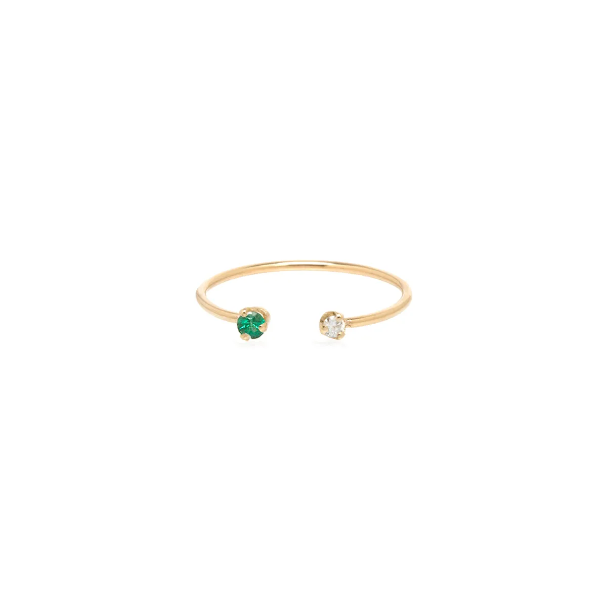 14k Prong Diamond & Emerald Open Ring sold by Zoe Chicco