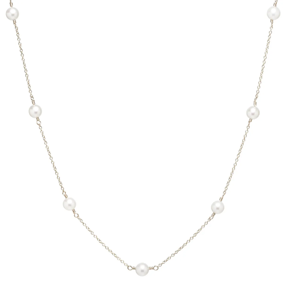 14k 7 Pearl Station Necklace sold by Zoe Chicco product image thumbnail 3