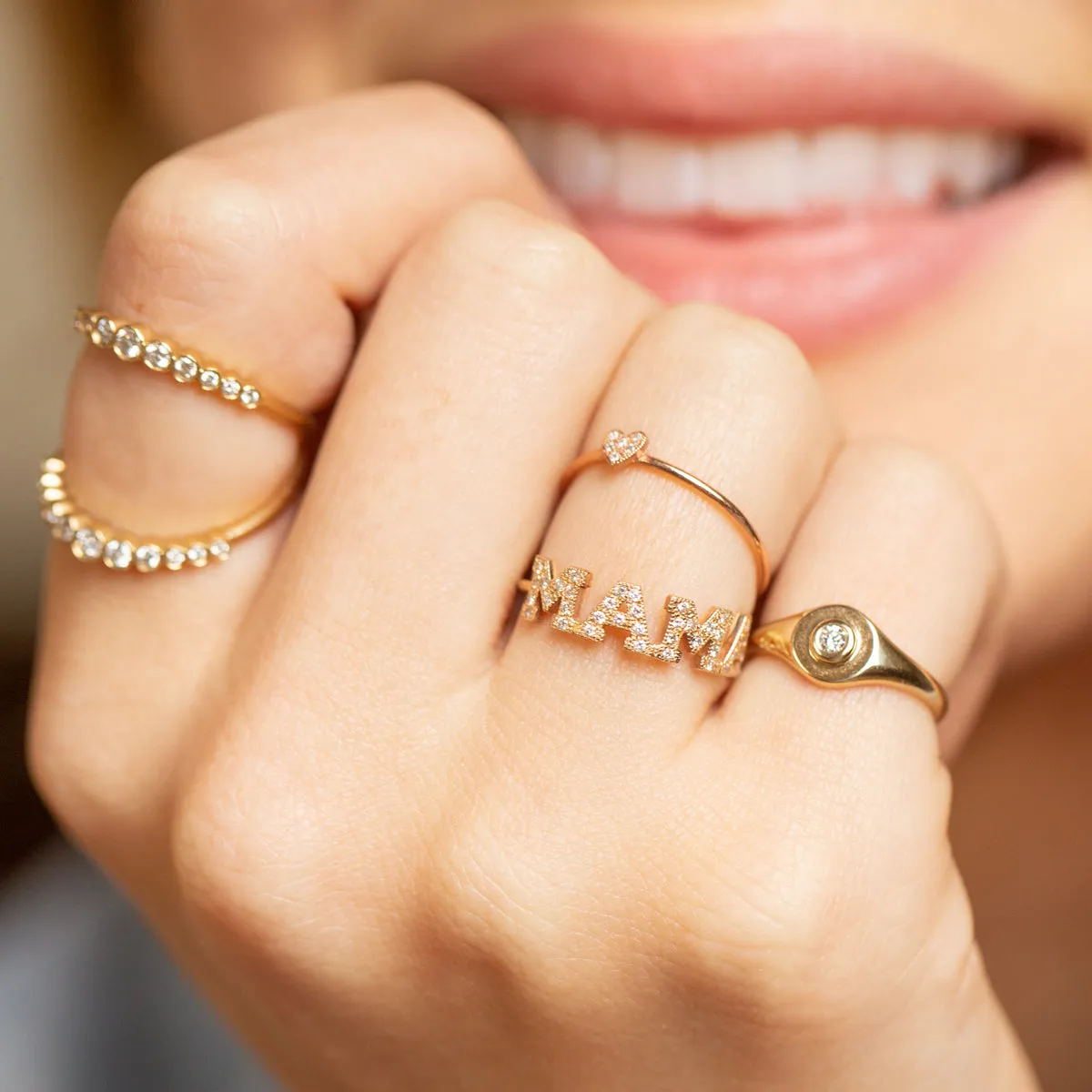 14k Pavé Diamond 4 Letter Ring sold by Zoe Chicco product image thumbnail 2