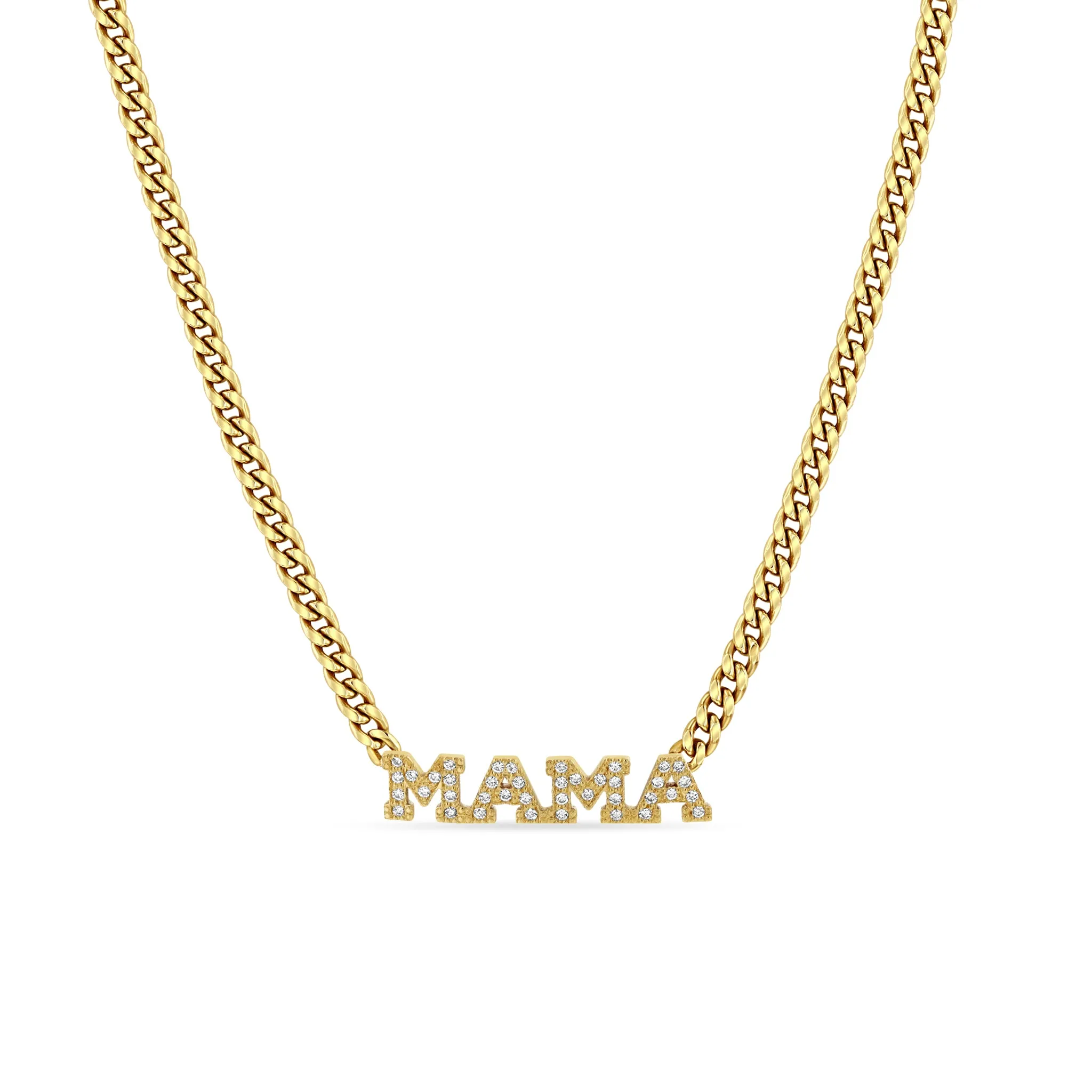 14k Pavé Diamond Letter Small Curb Chain Necklace sold by Zoe Chicco