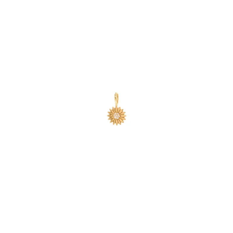 14k Single Midi Bitty Pavé Diamond Flower Charm Pendant sold by Zoe Chicco