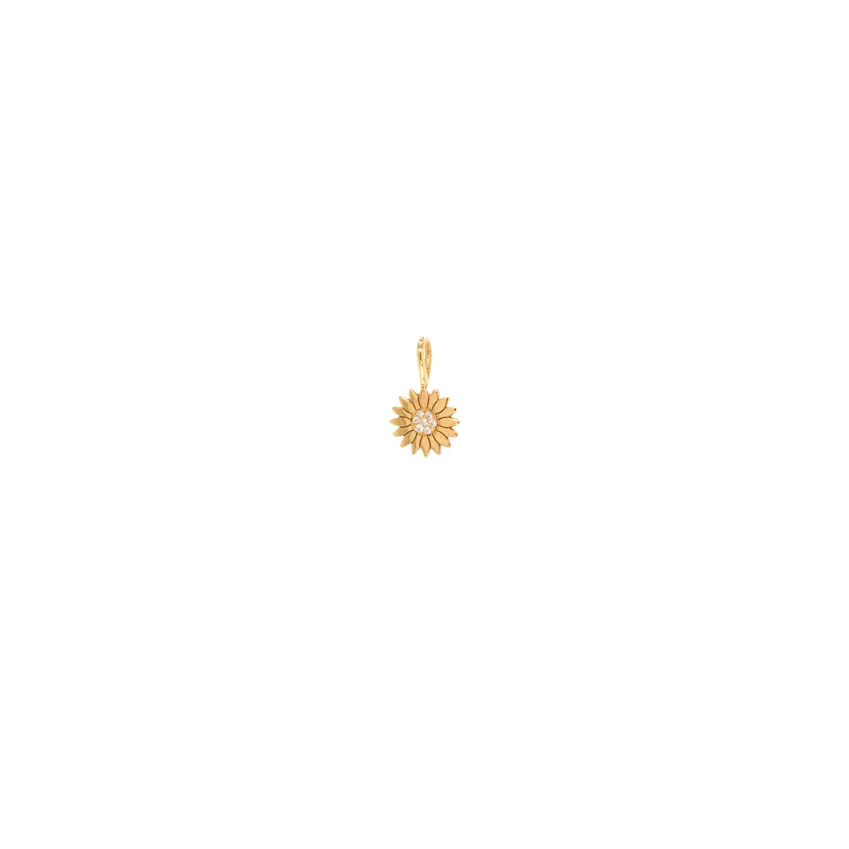 14k Single Midi Bitty Pavé Diamond Flower Charm Pendant sold by Zoe Chicco