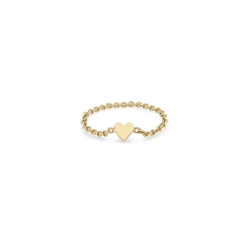 14k Itty Bitty Heart Chain Ring sold by Zoe Chicco