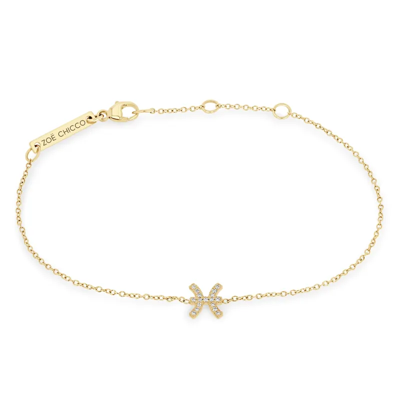 14k Midi Bitty Pavé Diamond Zodiac Bracelet sold by Zoe Chicco