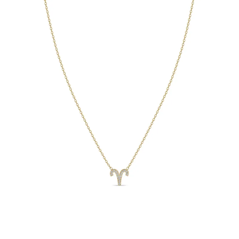14k Midi Bitty Pavé Diamond Zodiac Necklace made by Zoe Chicco