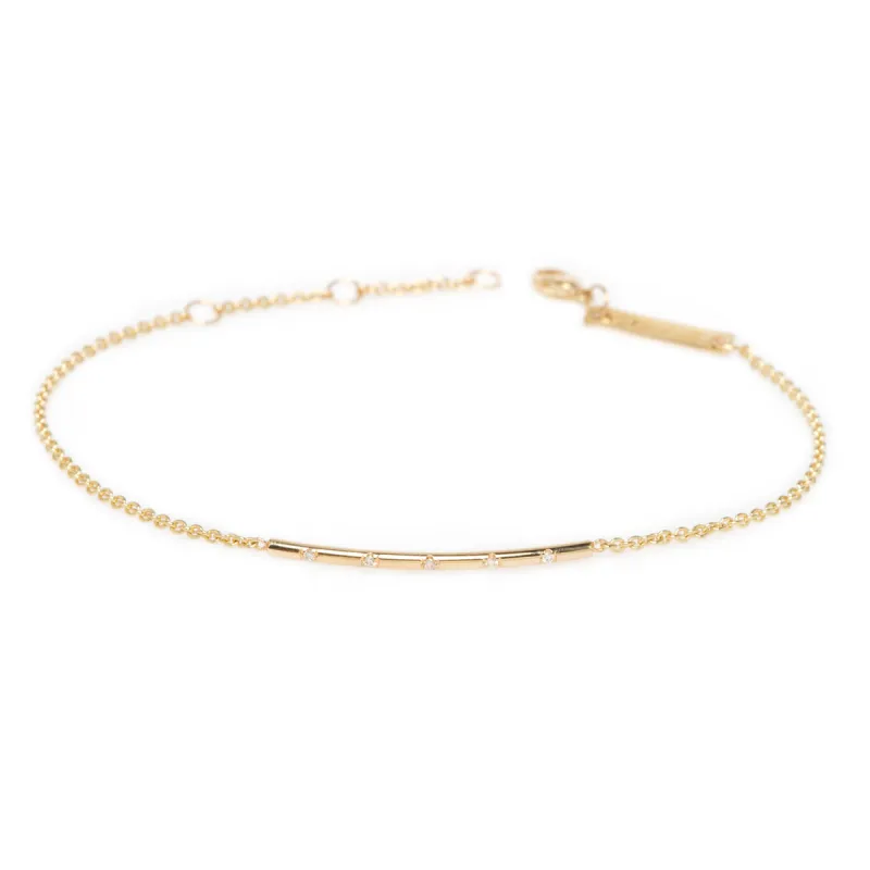 14k 5 Bead Set Diamond Bar Bracelet sold by Zoe Chicco